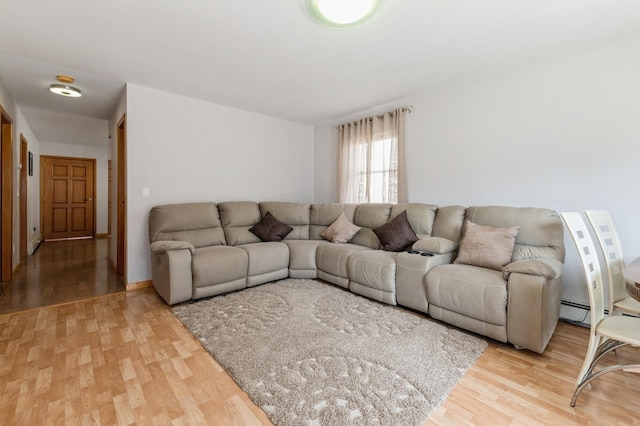 living area with light wood-type flooring