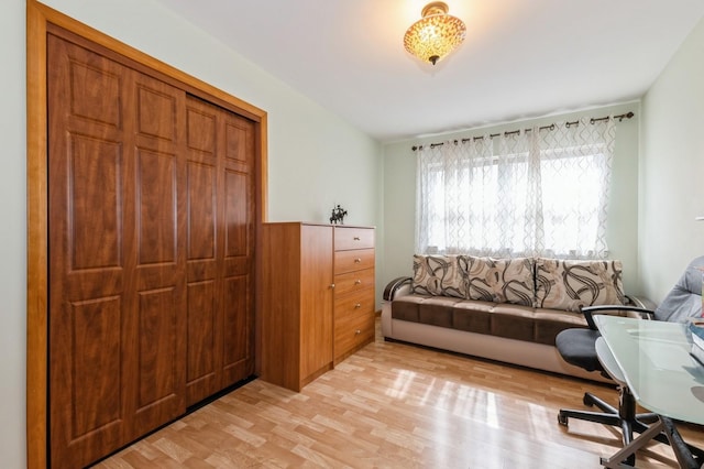 office area featuring light wood-style floors