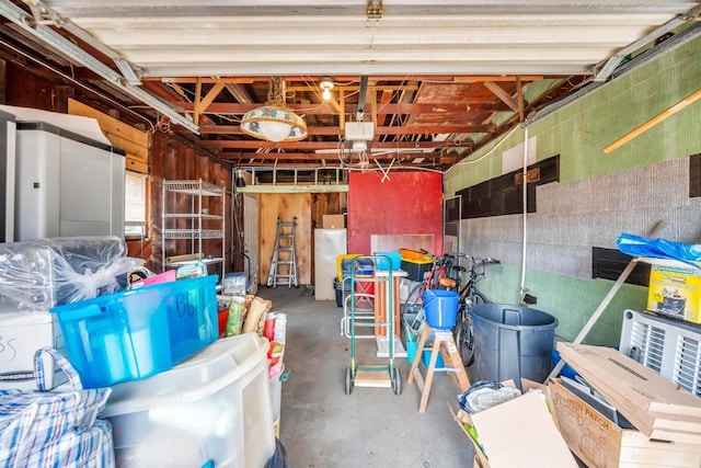 garage featuring refrigerator