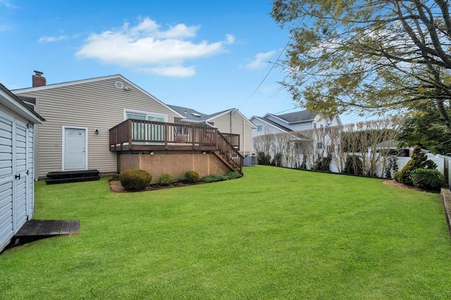 exterior space featuring fence and a wooden deck