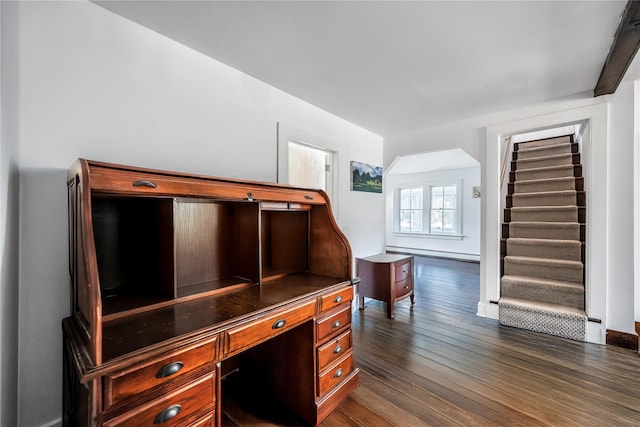 office featuring dark wood-type flooring