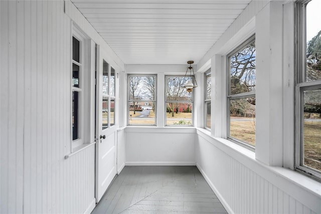 view of unfurnished sunroom