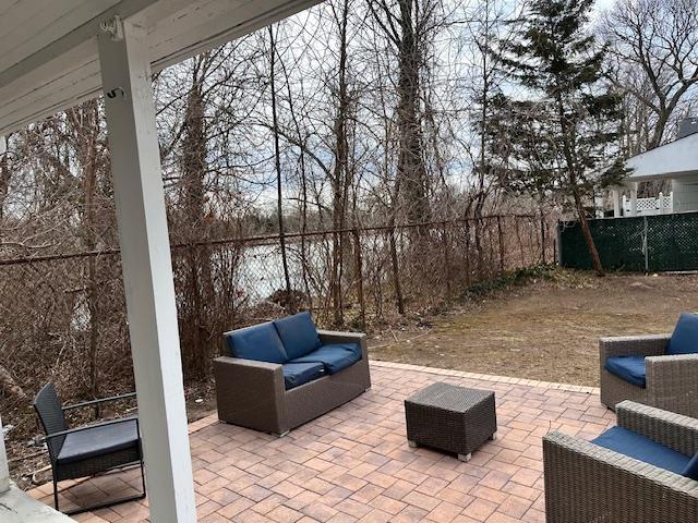 view of patio / terrace with a fenced backyard and an outdoor hangout area