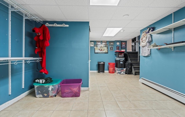 interior space with a baseboard radiator