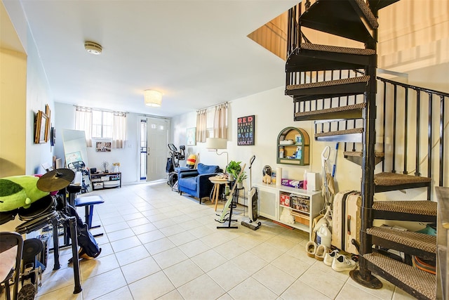 interior space with tile patterned floors