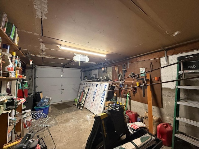 garage with a garage door opener