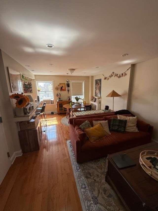 living area with light wood-style flooring