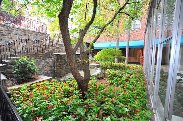 view of yard with stairs