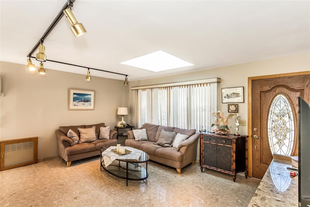 living area with a skylight