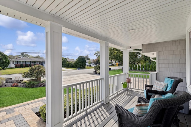 deck featuring a porch