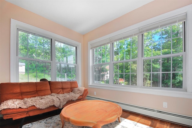 sunroom featuring baseboard heating