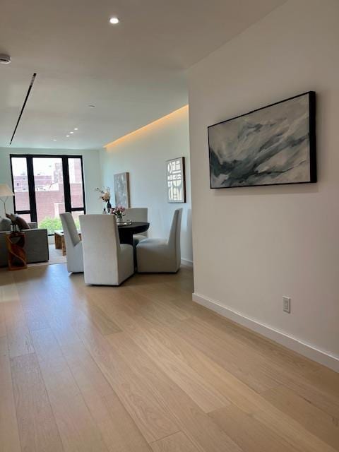 108-15 72nd Ave Unit 4D, Forest Hills, NY 11375 - dining space with recessed lighting, baseboards, and light wood-style flooring
