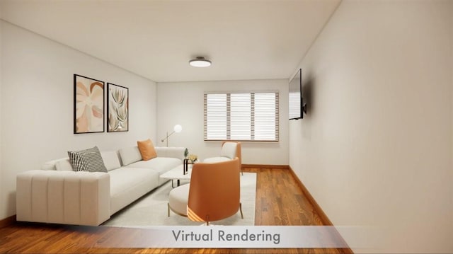 living room featuring baseboards and wood finished floors