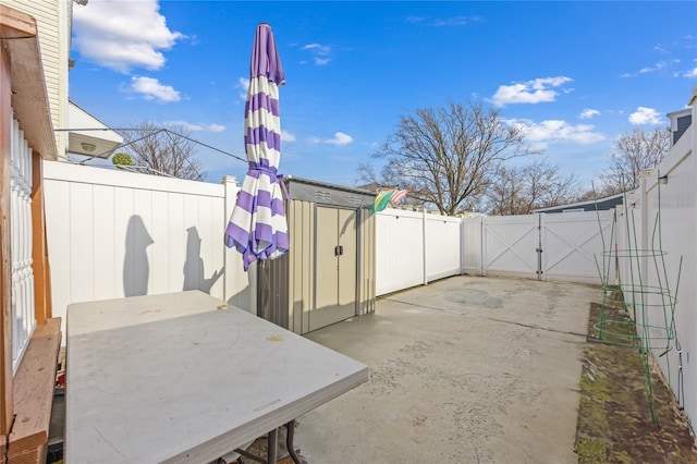 view of patio featuring a gate and a fenced backyard