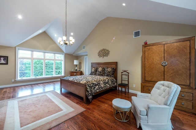 83 Ithaca Ave, Atlantic Beach, NY 11509 - bedroom with an inviting chandelier, recessed lighting, wood finished floors, and visible vents