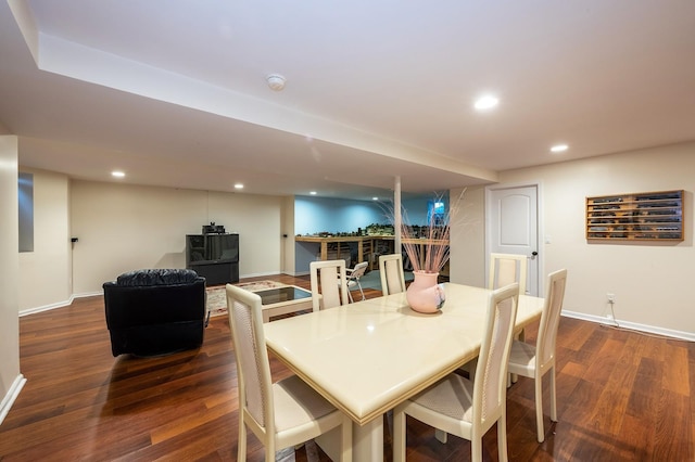 83 Ithaca Ave, Atlantic Beach, NY 11509 - dining space featuring baseboards, recessed lighting, and wood finished floors