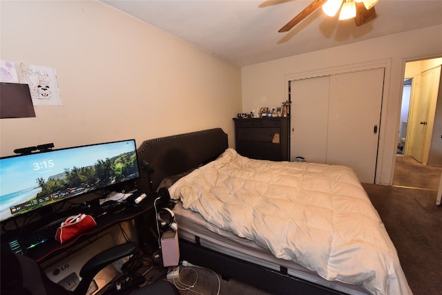 bedroom with a closet and ceiling fan