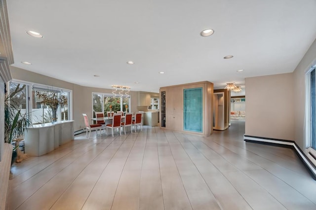 interior space featuring recessed lighting and wood finished floors
