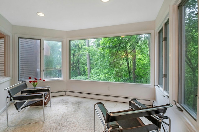 707 Eagle Bay Dr, Ossining, NY 10562 - sunroom featuring carpet flooring, recessed lighting, and a baseboard radiator