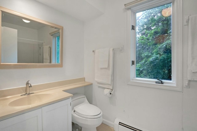 707 Eagle Bay Dr, Ossining, NY 10562 - bathroom featuring vanity, toilet, a baseboard radiator, and tile patterned flooring