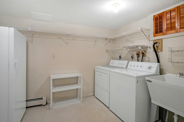 707 Eagle Bay Dr, Ossining, NY 10562 - washroom featuring a baseboard heating unit, independent washer and dryer, and baseboards