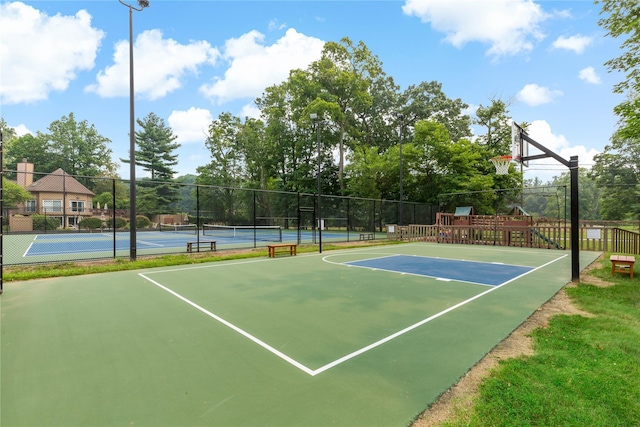 707 Eagle Bay Dr, Ossining, NY 10562 - view of basketball court with a tennis court and fence