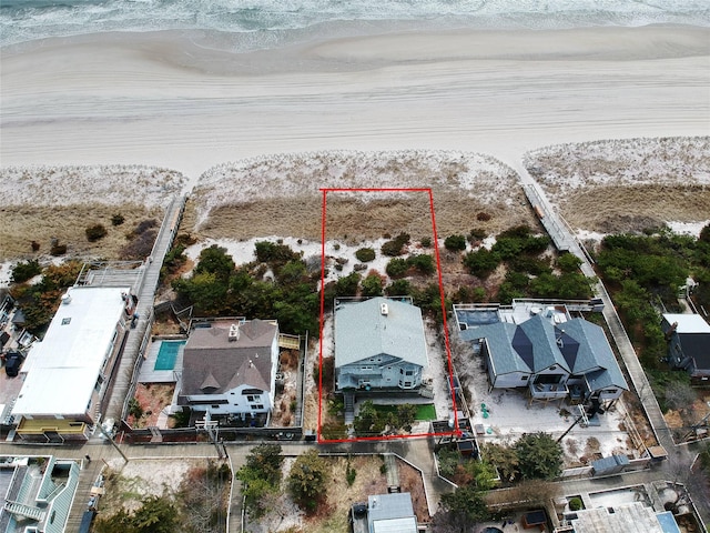 301 Lewis Walk, Cherry Grove, NY 11782 - aerial view featuring a water view and a beach view