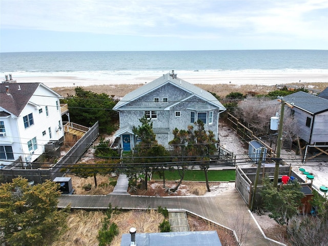301 Lewis Walk, Cherry Grove, NY 11782 - aerial view featuring a water view and a beach view