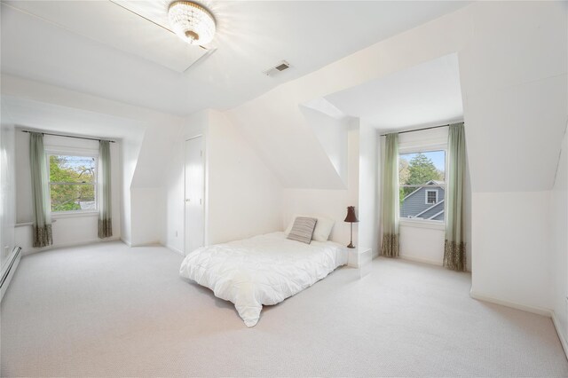 66 Drake Rd, Scarsdale, NY 10583 - bedroom featuring carpet flooring, lofted ceiling, and baseboards