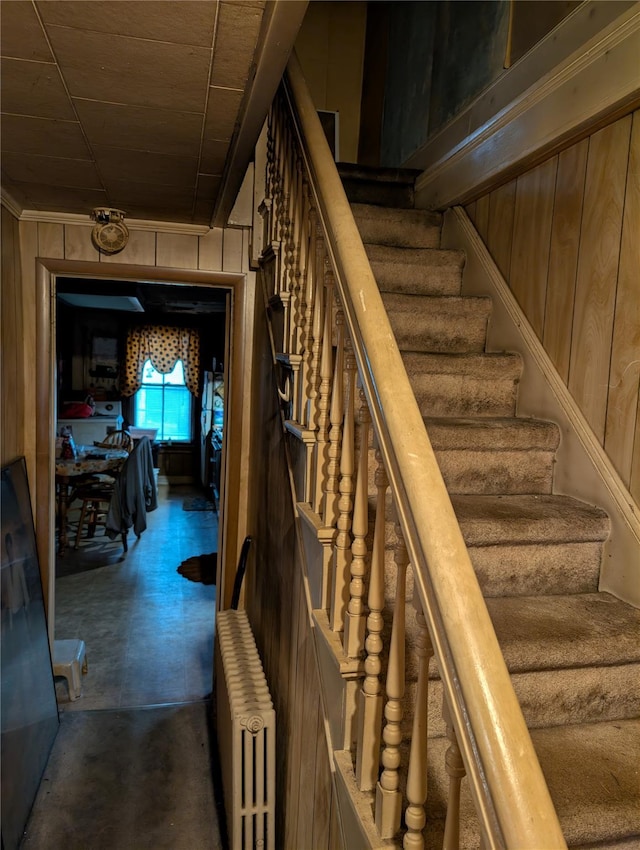 45 Clancy Ave, New Windsor, NY 12553 - staircase featuring wooden walls and radiator heating unit