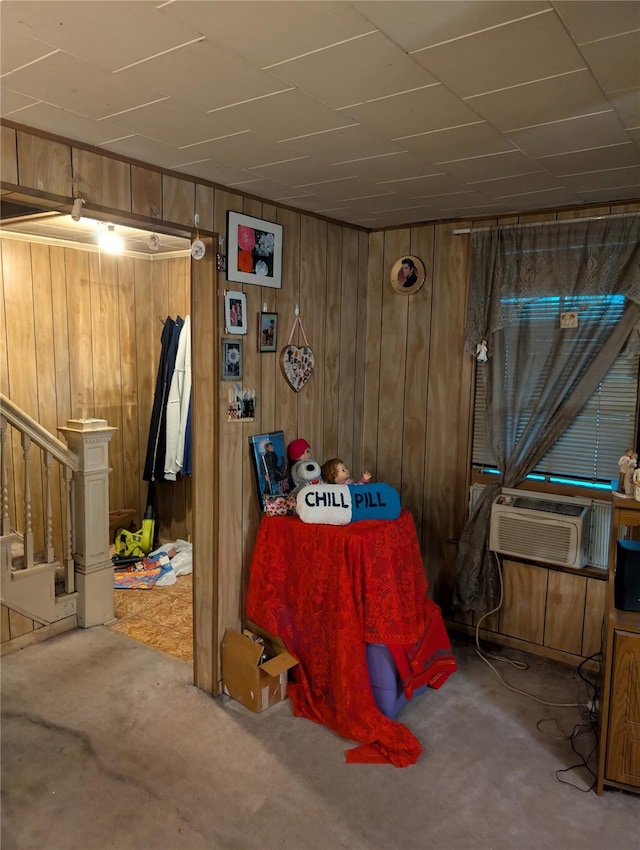 45 Clancy Ave, New Windsor, NY 12553 - bedroom with wood walls and cooling unit