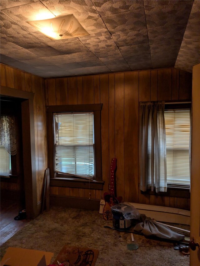 45 Clancy Ave, New Windsor, NY 12553 - empty room with wooden walls, healthy amount of natural light, and dark colored carpet