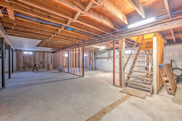 basement with stairway