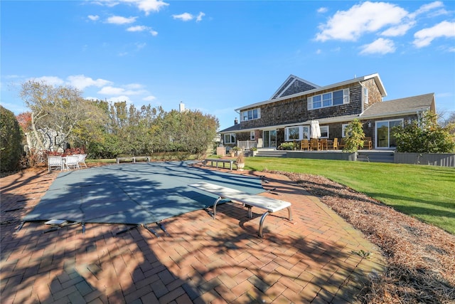 118 Paquatuck Ave, East Moriches, NY 11940 - view of swimming pool with a lawn and a patio area