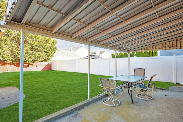 view of patio featuring outdoor dining area and a fenced backyard