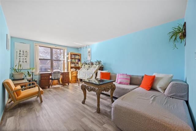 living area with wood finished floors