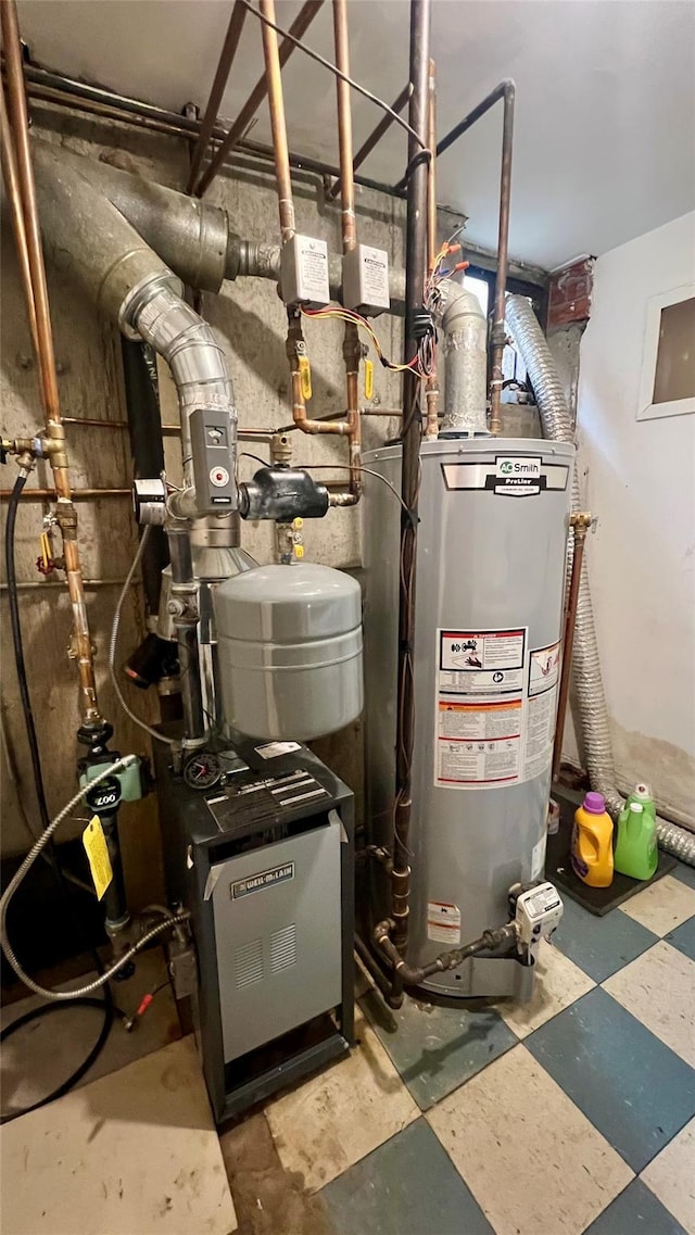 utility room with water heater