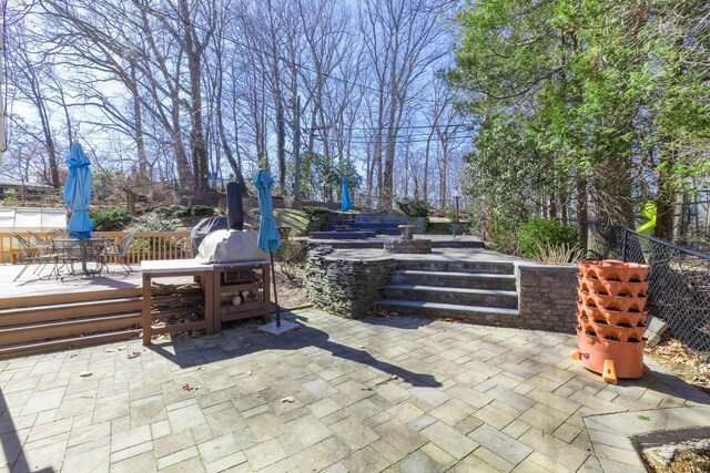 4 Park Pl, Oyster Bay, NY 11771 - view of patio featuring outdoor dining area and fence