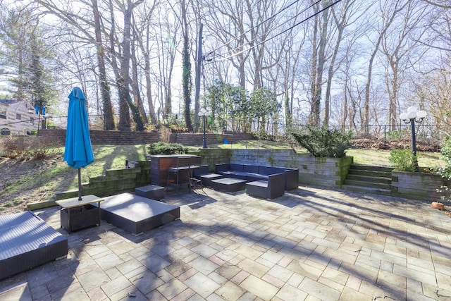 4 Park Pl, Oyster Bay, NY 11771 - view of patio / terrace with an outdoor living space and fence