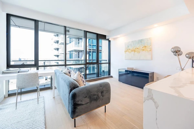 living area featuring light wood-style floors