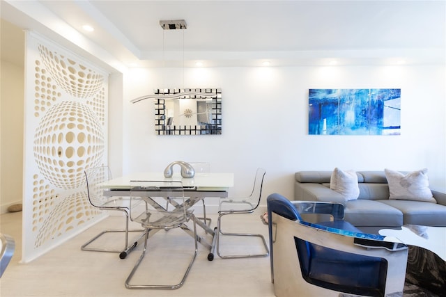 dining space with recessed lighting and wood finished floors