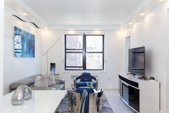 interior space with recessed lighting and baseboards