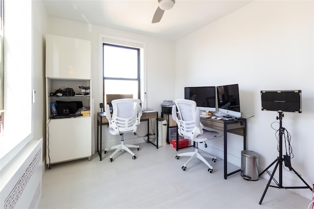 office area featuring ceiling fan