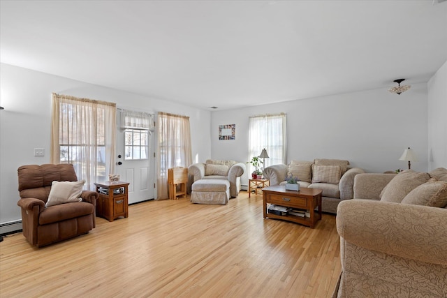 living room with light wood-style floors