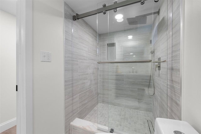 full bathroom featuring a stall shower