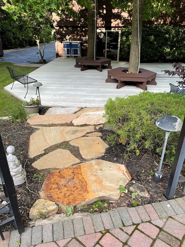 view of patio featuring a deck