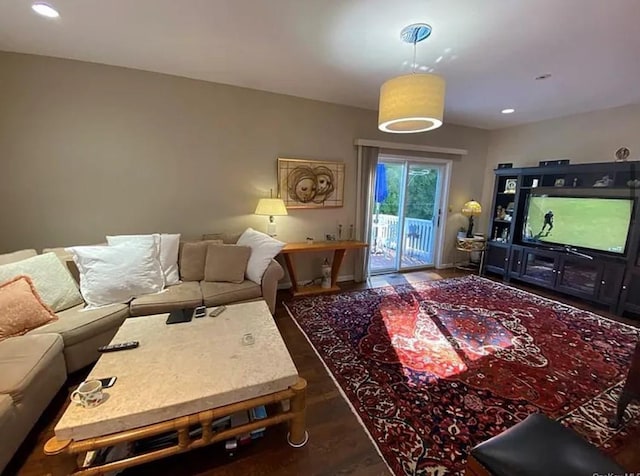 living area featuring recessed lighting and wood finished floors