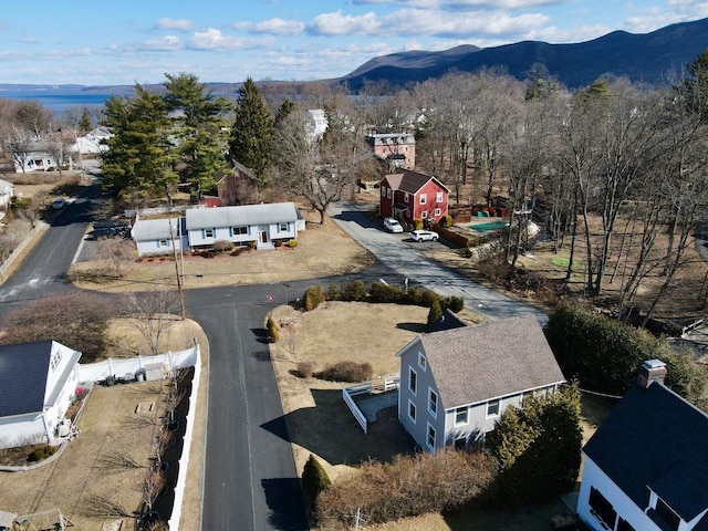 bird's eye view with a mountain view