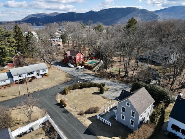 bird's eye view with a mountain view