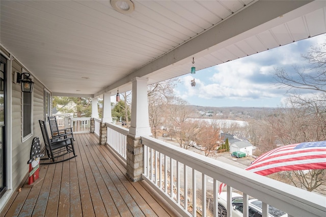 wooden deck with covered porch